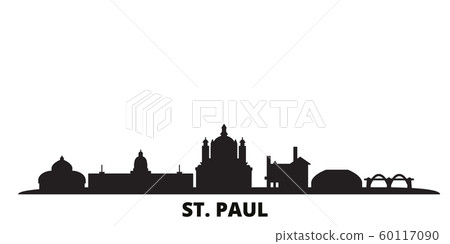 United States, St. Paul city skyline isolated vector illustration. United States, St. Paul travel black cityscape 60117090