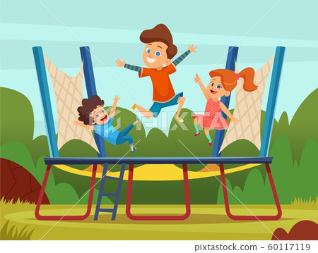 child jumping on trampoline