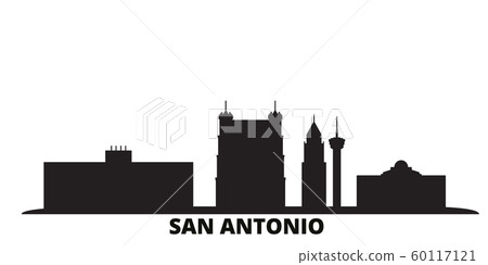 United States, San Antonio city skyline isolated vector illustration. United States, San Antonio travel black cityscape 60117121