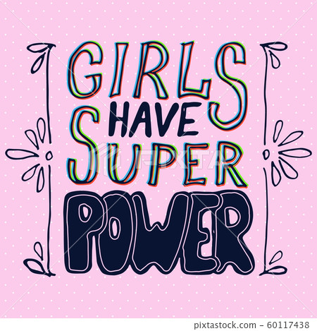 Girl power, feminism quotes. Doodle vector 60117438
