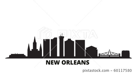 United States, New Orleans city skyline isolated vector illustration. United States, New Orleans travel black cityscape 60117580