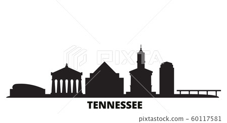 United States, Nashville city skyline isolated vector illustration. United States, Nashville travel black cityscape 60117581