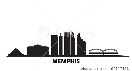 United States, Memphis city skyline isolated vector illustration. United States, Memphis travel black cityscape 60117588
