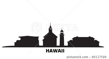 United States, Maui city skyline isolated vector illustration. United States, Maui travel black cityscape 60117589