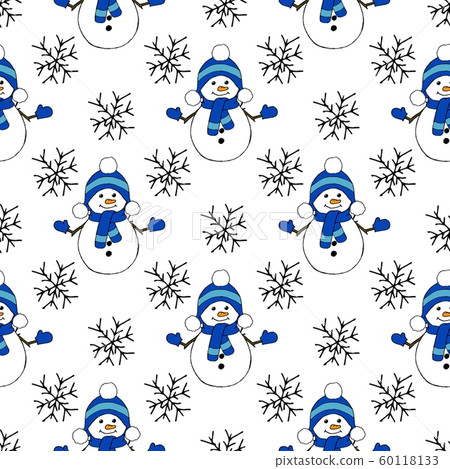 Christmas seamless pattern with snowman, fir... - Stock Illustration ...