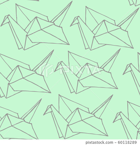 Seamless Pattern with Hand Drawn Origami birds. 60118289