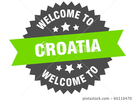 Croatia sign. welcome to Croatia green sticker Croatia sign. welcome to Croatia green sticker 60118470