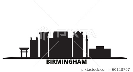 United States, Birmingham city skyline isolated vector illustration. United States, Birmingham travel black cityscape 60118707