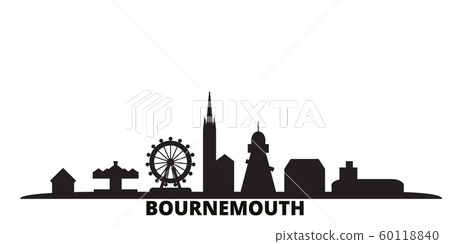 United Kingdom, Bournemouth city skyline isolated vector illustration. United Kingdom, Bournemouth travel black cityscape United Kingdom, Bournemouth city skyline isolated vector illustration. United Kingdom, Bournemouth travel black cityscape 60118840