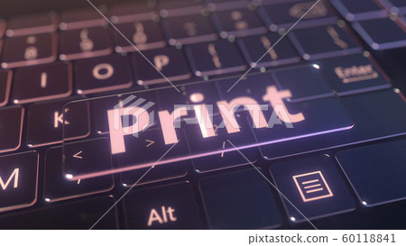 Futuristic computer keyboard and transparent print key. Conceptual 3D rendering Futuristic computer keyboard and transparent print key. Conceptual 3D rendering 60118841