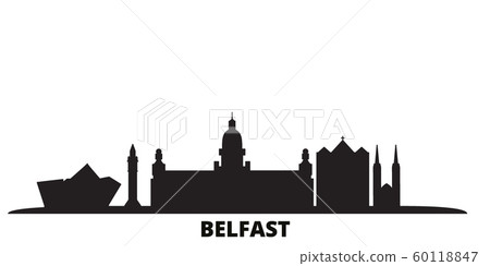 United Kingdom, Belfast city skyline isolated vector illustration. United Kingdom, Belfast travel black cityscape 60118847