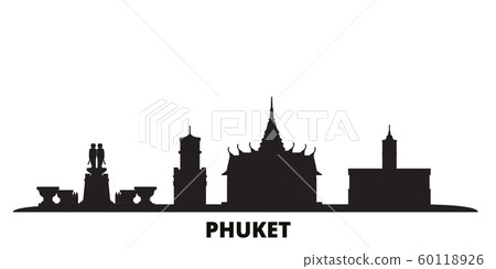 Thailand, Phuket city skyline isolated vector illustration. Thailand, Phuket travel black cityscape Thailand, Phuket city skyline isolated vector illustration. Thailand, Phuket travel black cityscape 60118926