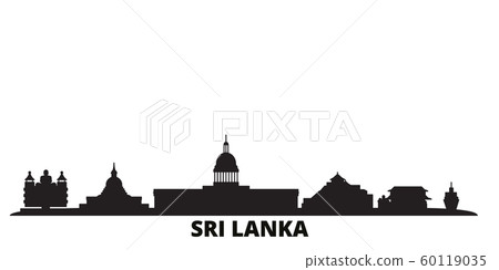 Sri Lanka city skyline isolated vector illustration. Sri Lanka travel black cityscape 60119035