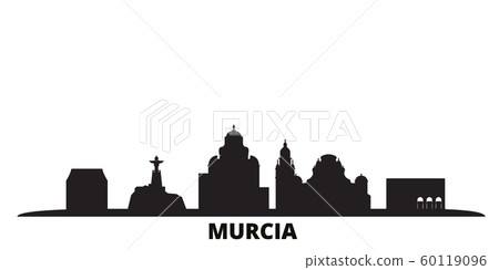 Spain, Murcia city skyline isolated vector illustration. Spain, Murcia travel black cityscape 60119096