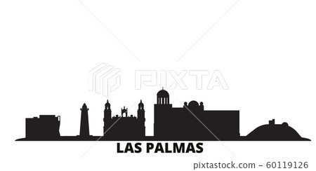 Spain, Las Palmas city skyline isolated vector illustration. Spain, Las Palmas travel black cityscape 60119126