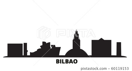 Spain, Bilbao city skyline isolated vector illustration. Spain, Bilbao travel black cityscape Spain, Bilbao city skyline isolated vector illustration. Spain, Bilbao travel black cityscape 60119153
