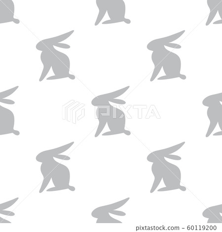 Vector seamless pattern of hand drawn doodle sketch gray rabbit isolated on white background 60119200