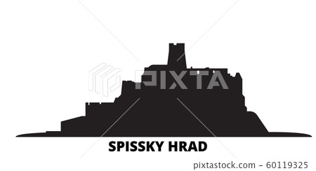 Slovakia, Spissky Hrad city skyline isolated vector illustration. Slovakia, Spissky Hrad travel black cityscape Slovakia, Spissky Hrad city skyline isolated vector illustration. Slovakia, Spissky Hrad travel black cityscape 60119325