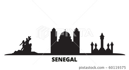 Senegal city skyline isolated vector illustration. Senegal travel black cityscape 60119375