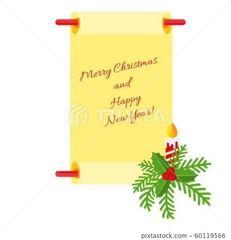 Merry Christmas and Happy New Year scroll and wishes. Decoration for new year and Xmas. Merry Christmas and Happy New Year scroll and wishes. Decoration for new year and Xmas. 60119566