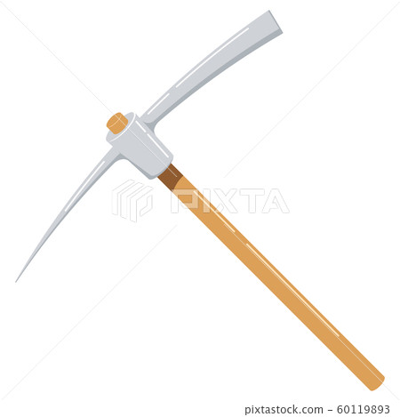 Wooden pickaxe with iron tip flat design icon isolated on white background. 60119893
