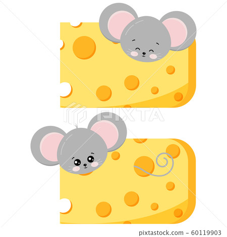 Cute mouse pick out of cheese set isolated on white background. Cute mouse pick out of cheese set isolated on white background. 60119903