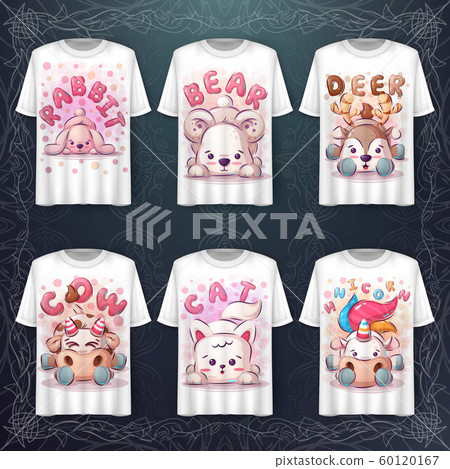 Set cute animals illustration and merchandising Set cute animals illustration and merchandising 60120167