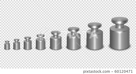 Vector 3d Realistic Metal Calibration Laboratory Weight Different Sizes Icon Set Closeup Isolated on Transparent Background. Design Template of Little Weights for Mechanical Jewelry Scales Vector 3d Realistic Metal Calibration Laboratory Weight Different Sizes Icon Set Closeup Isolated on Transparent Background. Design Template of Little Weights for Mechanical Jewelry Scales 60120471