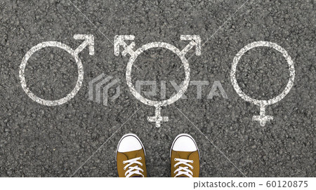 Painting of transgender, male and female symbols Painting of transgender, male and female symbols 60120875