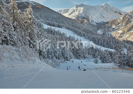 Skiing slopes from the top Skiing slopes from the top 60123348