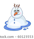 Melted snowman in a puddle of water 60123553