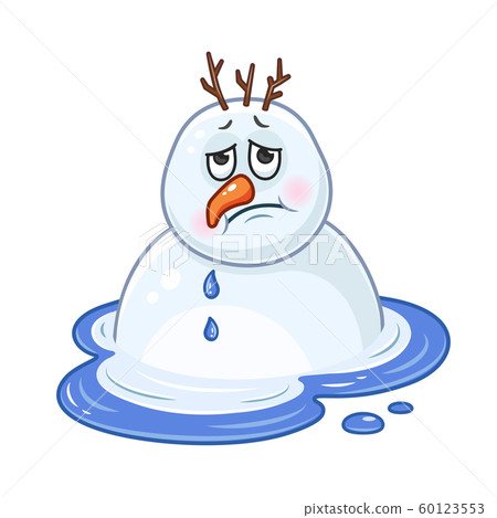 Melted snowman in a puddle of water Melted snowman in a puddle of water 60123553