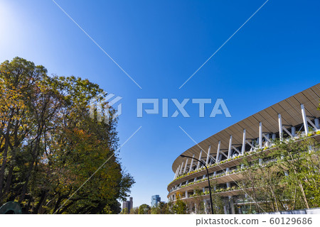 Blue sky and new national stadium landscape 60129686