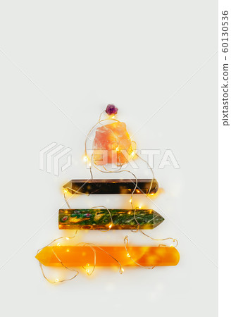 Natural gem geological crystals in a shape of Chistmas tree with lights 60130536