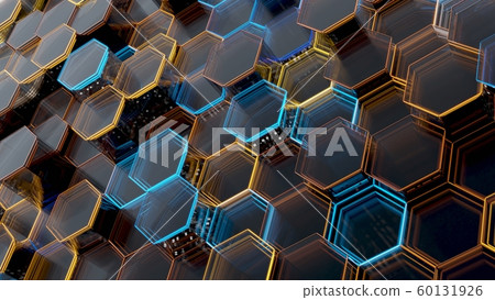 Abstract Glass Background of Hexagons. 3D illustration Abstract Glass Background of Hexagons. 3D illustration 60131926