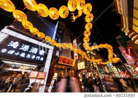 日本橫濱唐人街的橫濱市容(夜景) 日本橫濱唐人街的橫濱市容(夜景) 60131930