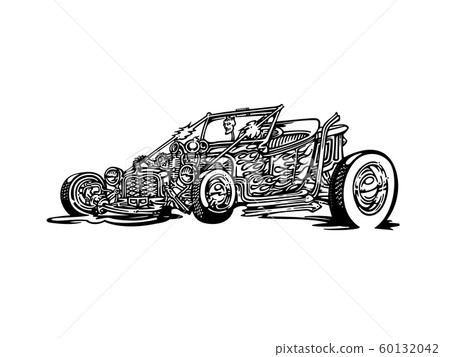 Vector retro hotrod car clipart cartoon Illustration. classic vintage car Vector retro hotrod car clipart cartoon Illustration. classic vintage car 60132042