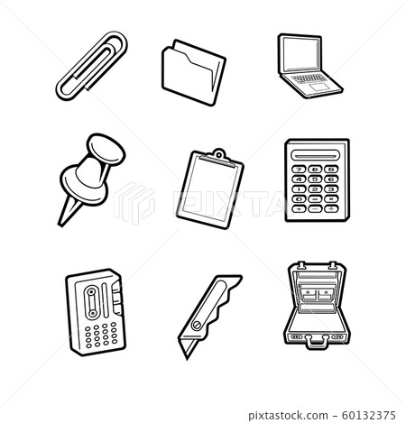 office cartoon icon. Vector Illustration.. Collection set 60132375