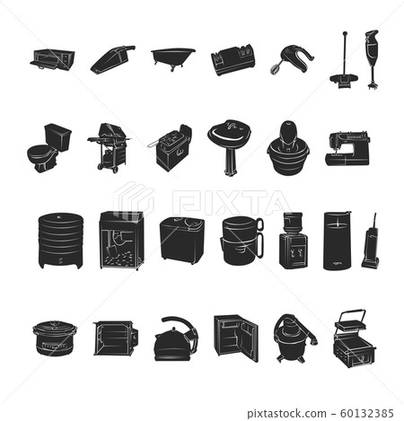 16 icons/ silhouettes of home appliances. 60132385