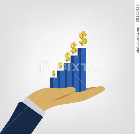 Hand holding business graph. Vector... - Stock Illustration [60132489 ...