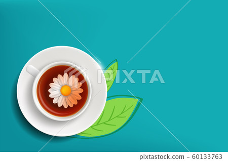 Daisy flower in a cup of tea. Herbal chamomile drink Daisy flower in a cup of tea. Herbal chamomile drink 60133763