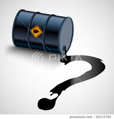 Oil fuel flows from a barrel as a question mark Oil fuel flows from a barrel as a question mark 60133765