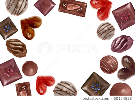 Valentine chocolate frame watercolor illustration 60134838