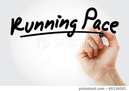 Hand writing Running pace with marker Hand writing Running pace with marker 60136085