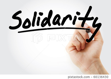 Hand writing Solidarity with marker 60136430