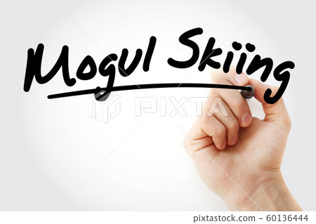 Hand writing Mogul skiing with marker 60136444