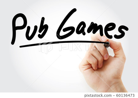 Hand writing Pub games with marker Hand writing Pub games with marker 60136473