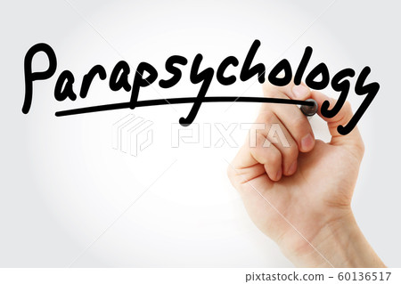 Hand writing Parapsychology with marker 60136517