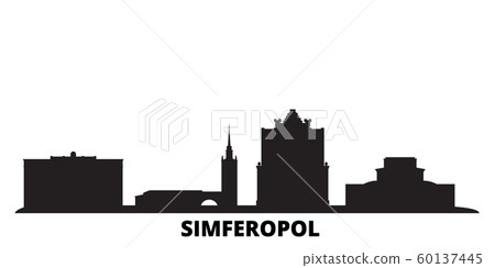 Russia, Simferopol city skyline isolated vector illustration. Russia, Simferopol travel black cityscape 60137445