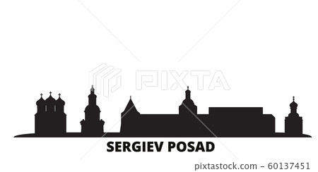 Russia, Sergiev Posad city skyline isolated vector illustration. Russia, Sergiev Posad travel black cityscape 60137451
